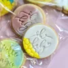 Oh Baby Fondant Embosser | Baby Shower Cookie Stamp | Script Round with Cutter Option Stencil M&S biscuit