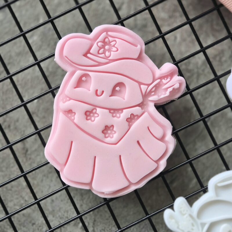20251004_132141 Cowgirl Ghost Fondant Embosser | Western Halloween Cookie Stamp | Cute Spooky Biscuit