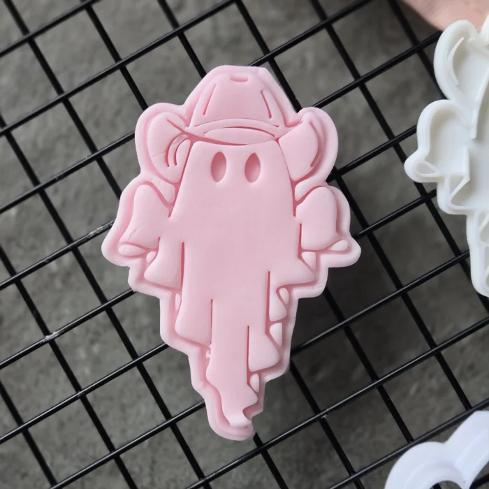 Cowboy Ghost Tall Fondant Embosser | Western Halloween Cookie Stamp