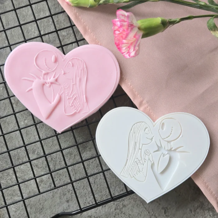 20251004_134214 Spooky Lovers Heart Fondant Embosser | Gothic Couple Cookie Stamp | Halloween & Gothic Romance