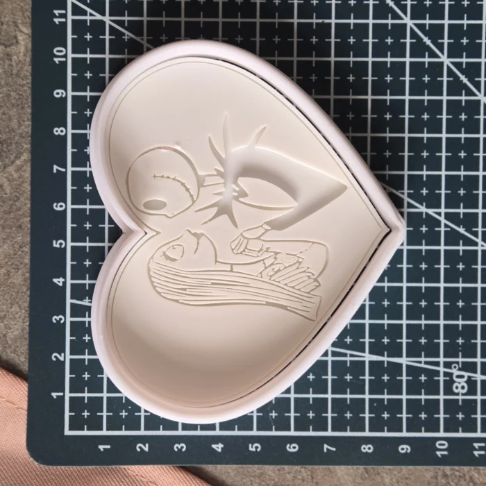 Spooky Lovers Heart Fondant Embosser | Gothic Couple Cookie Stamp | Halloween & Gothic Romance