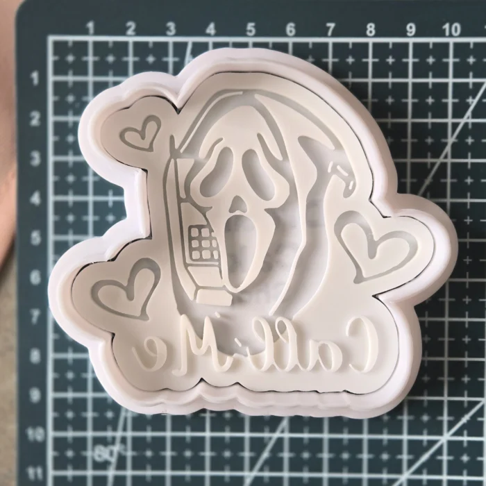 Call Me Ghost Fondant Embosser | Cute Halloween Cookie Stamp with Hearts