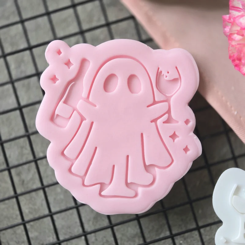 Cheers Ghost Fondant Embosser | Wine Glass Halloween Cookie Stamp | Party Biscuit