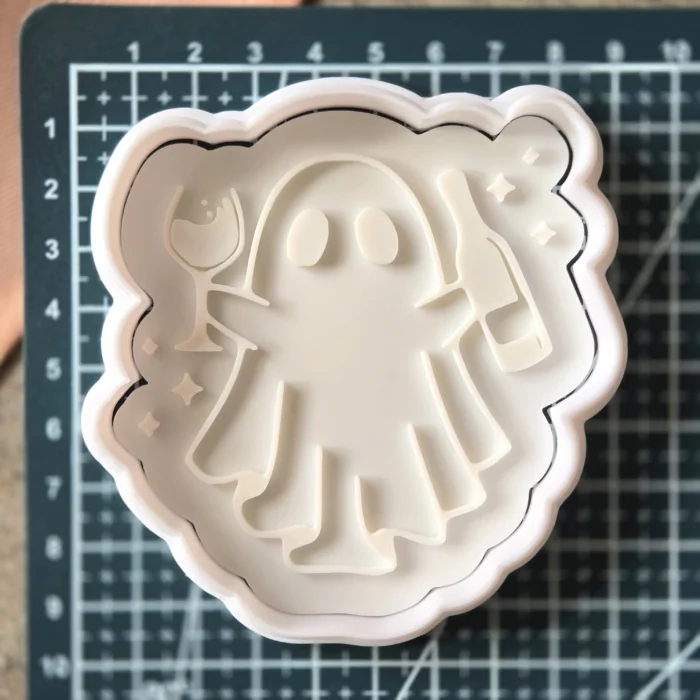Cheers Ghost Fondant Embosser | Wine Glass Halloween Cookie Stamp | Party Biscuit