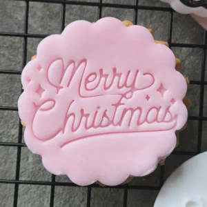Merry Christmas Script Cookie Stamp | Fondant Embosser