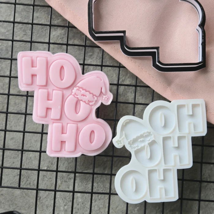 20251013_114429 HO HO HO Cookie Cutter & Fondant Embosser with Santa Hat