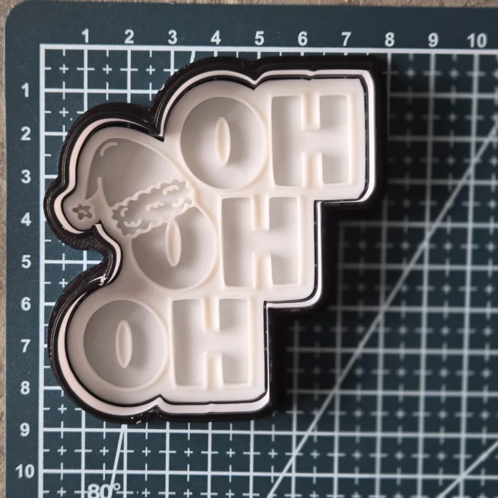 HO HO HO Cookie Cutter & Fondant Embosser with Santa Hat