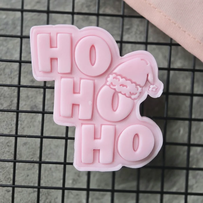 HO HO HO Cookie Cutter & Fondant Embosser with Santa Hat
