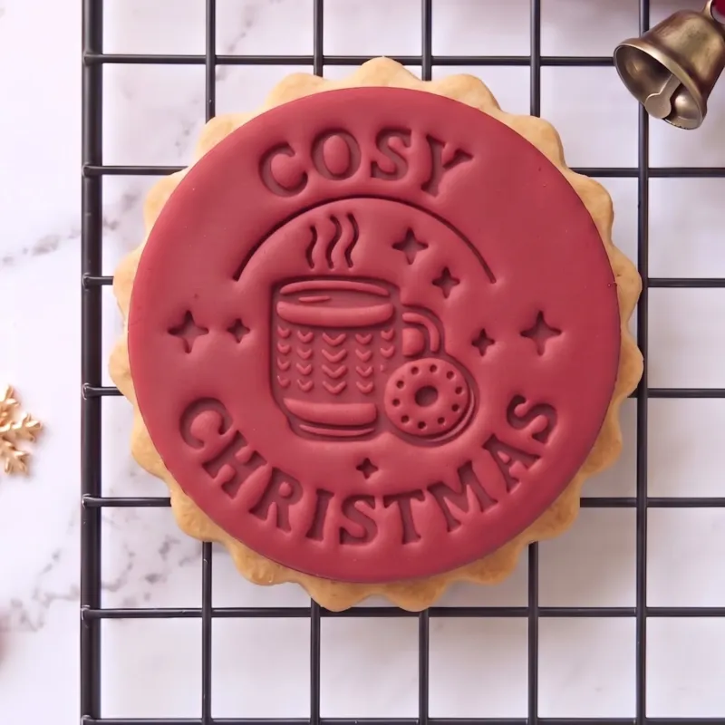Cosy Christmas Cookie & Fondant Embosser (1) Cosy Christmas Cookie Stamp | Fondant Embosser