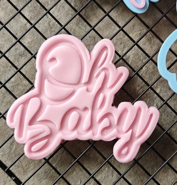 Oh Baby Cookie Cutter & Cupcake Embosser: Gender Reveal Party, UK Made