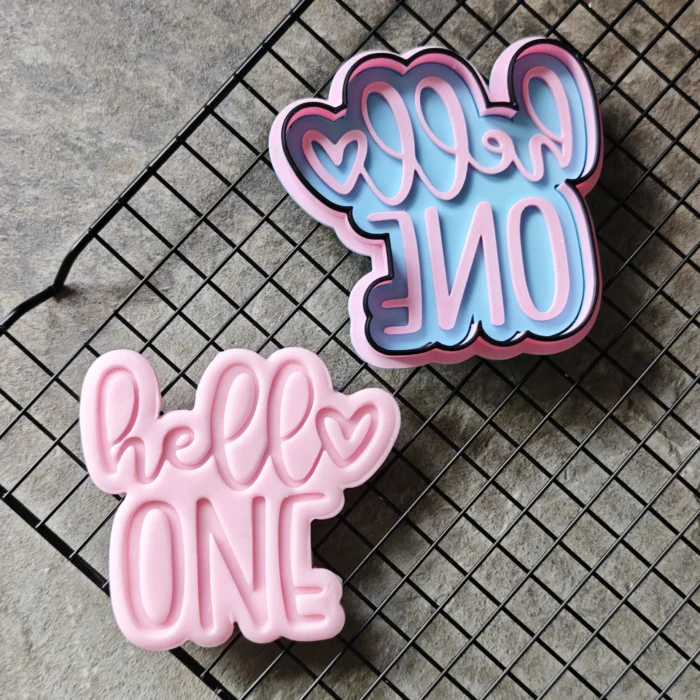 IMG_20250725_144412 Baby Shower Hello ONE Cookie Cutter | Cupcake Embosser | Gender Reveal Stamp for Cookies & Fondant