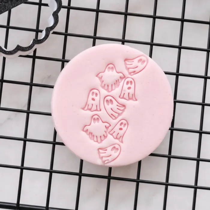 Mini Ghosts Pattern Cookie Stamp Mini Ghosts pattern cookie stamp with repeating Halloween fondant texture