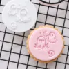 Reusable Ghost & Gravestone cookie stamp_2 Ghost and gravestone Halloween cookie stamp with embossed fondant result