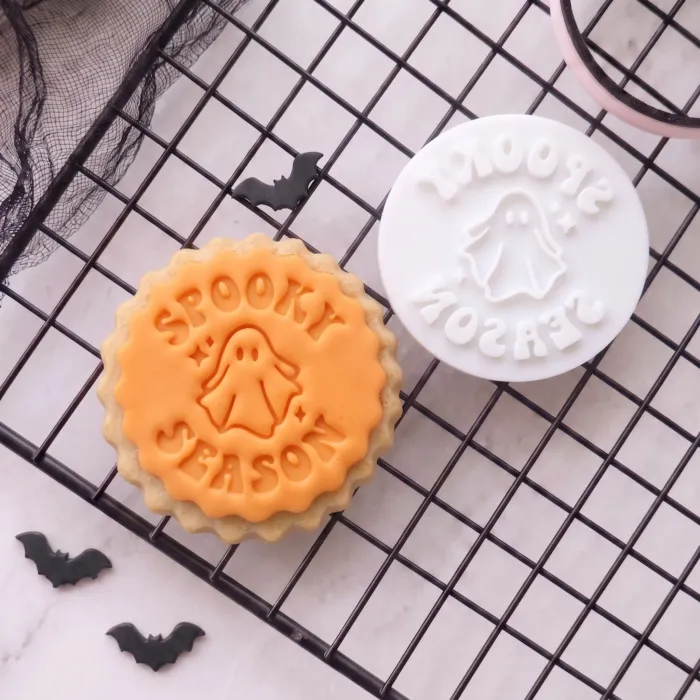 Spooky Season cookie stamp (1) Spooky Season Ghost Cookie Stamp | Halloween Embosser