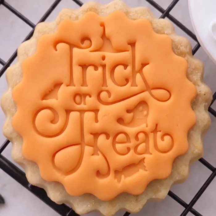 Trick_or_Treat_embosser (2) Trick or Treat script fondant embosser with small bat details