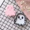 cute ghost cookie cutter embosser (2) Two-piece smiling ghost fondant embosser and matching cutter