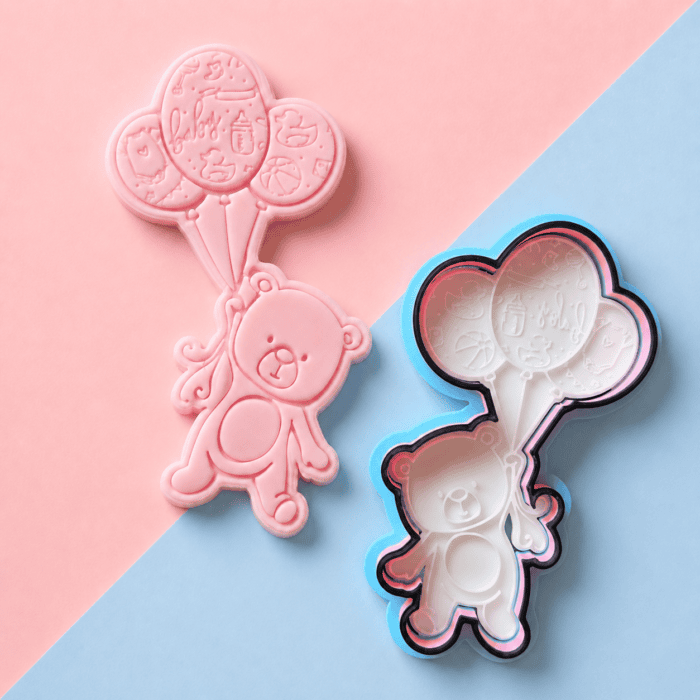 main Teddy Bear with Balloons Cookie Cutter & Embosser Set