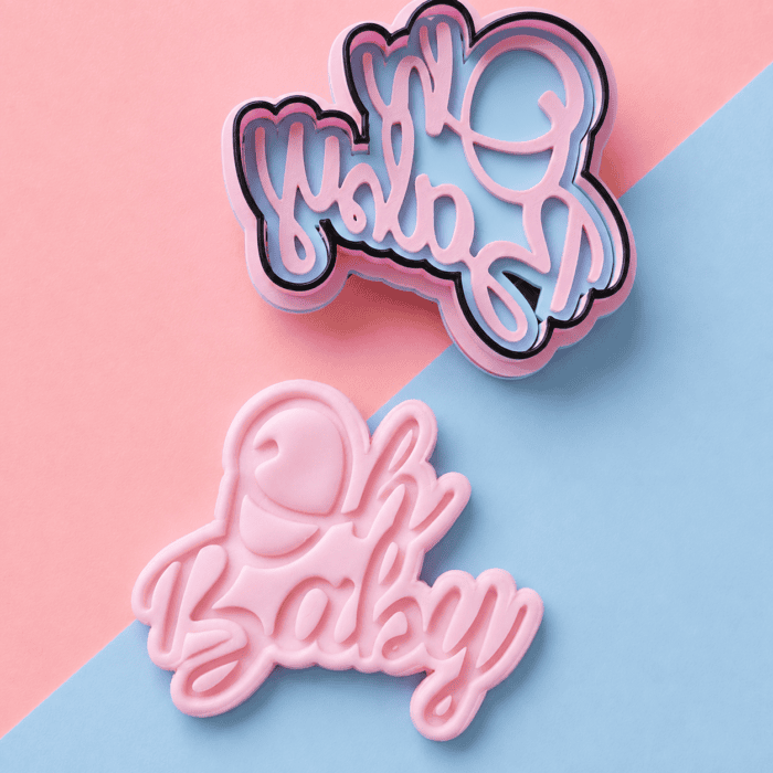 oh baby cookie cutter (2) Oh Baby Script Cookie Cutter & Embosser Set