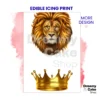 25 Royal Lion Crown Edible Cake Topper | King Theme Birthday | Black Gold Design
