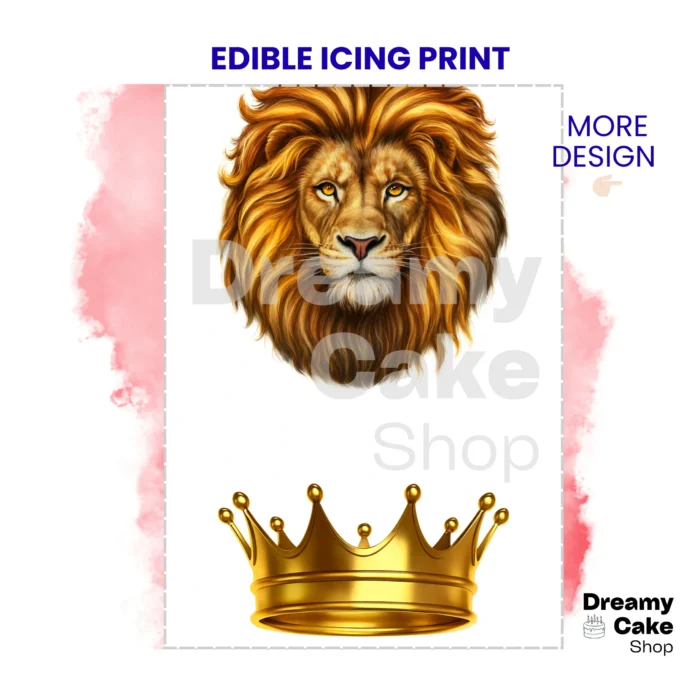 25 Royal Lion Crown Edible Cake Topper | King Theme Birthday | Black Gold Design