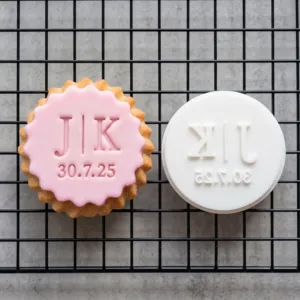 Personalised Wedding Initials & Date Cookie Stamp | Minimal Design