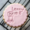 Custom gamer birthday cookie stamp with a creeper