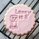 Custom gamer birthday cookie stamp with a creeper