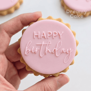 Happy Birthday Fine Script Cookie Stamp | Fondant Embosser