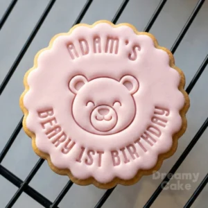 Personalised Beary First Birthday Name Cookie Stamp
