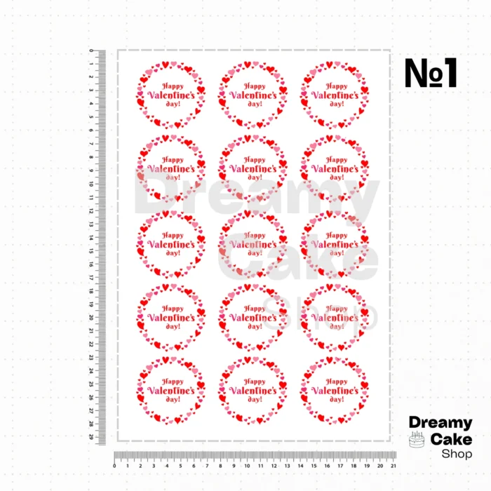 Текст абзаца (58) Valentine’s Day Edible Cupcake Toppers – Hearts Design on Icing Paper ( (A4 Sugar Sheet)