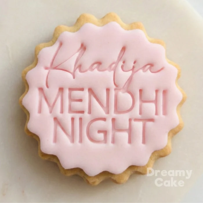 Custom “Mendhi Night” Cookie Stamp with Name – Henna Party Embosser