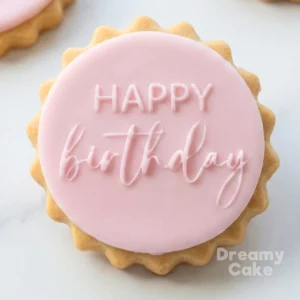Happy Birthday Fine Script Cookie Stamp | Fondant Embosser