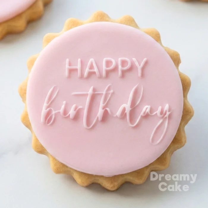 “Happy Birthday” Cookie Stamp – Script Fondant Embosser