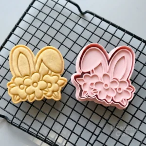 Floral Bunny Ears Cookie Cutter & Embosser Set