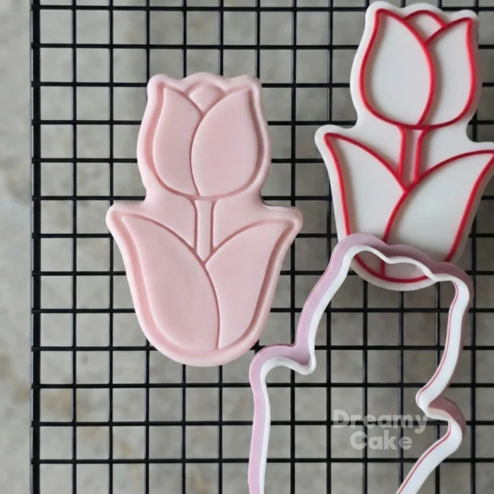 Tulip flower cookie cutter for dough and fondant