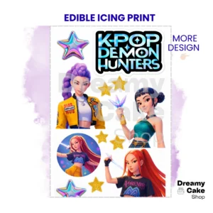 K-Pop Demon Hunters-Inspired Edible Cake Topper | A4 Icing Sheet